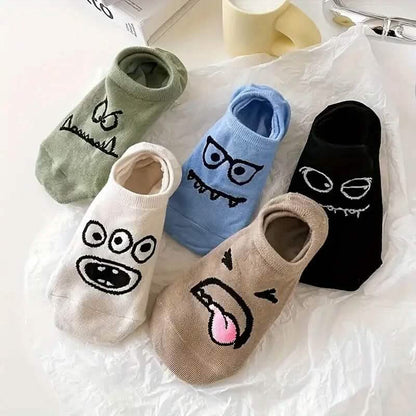 5-Pairs: Cartoon Print Low Cut Ankle Socks DailySale