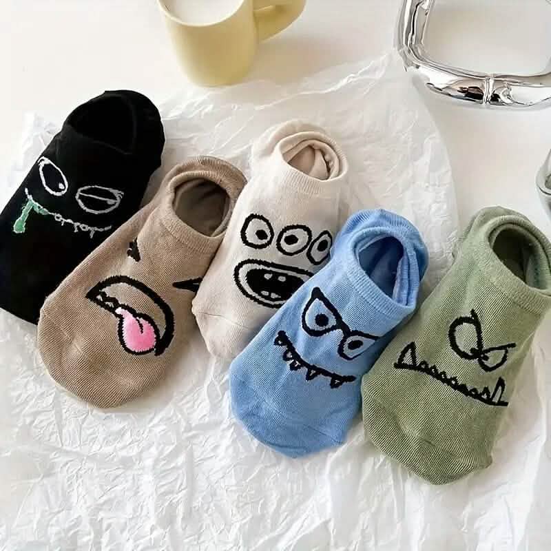 5-Pairs: Cartoon Print Low Cut Ankle Socks DailySale