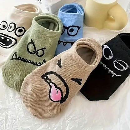 5-Pairs: Cartoon Print Low Cut Ankle Socks DailySale
