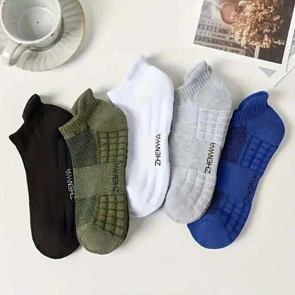 5-Pairs: Casual Ankle Boat Socks With Towel Bottom DailySale