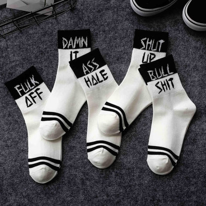 5-Pairs Unisex English Letter Street Fashion Cool Socks DailySale