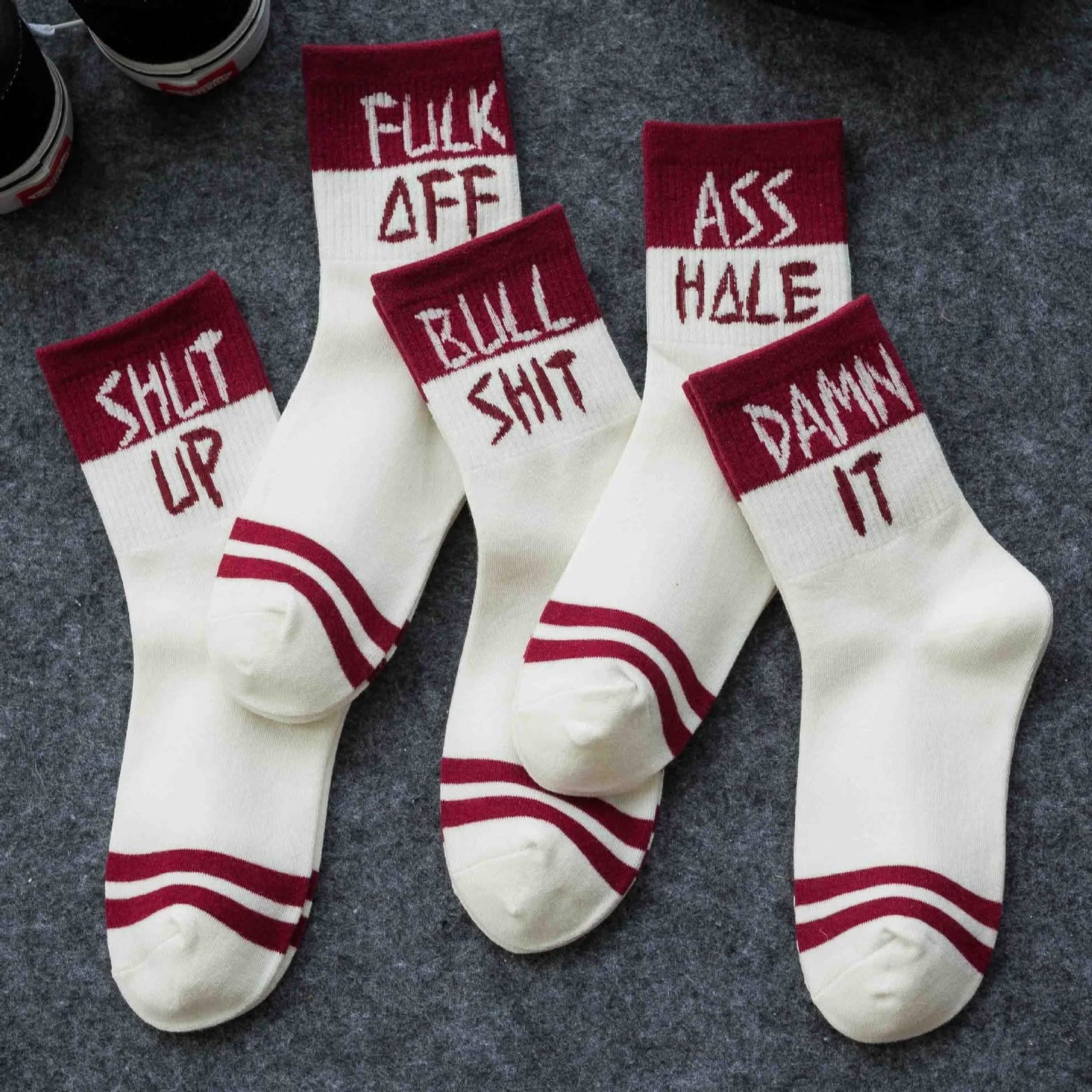 5-Pairs Unisex English Letter Street Fashion Cool Socks DailySale