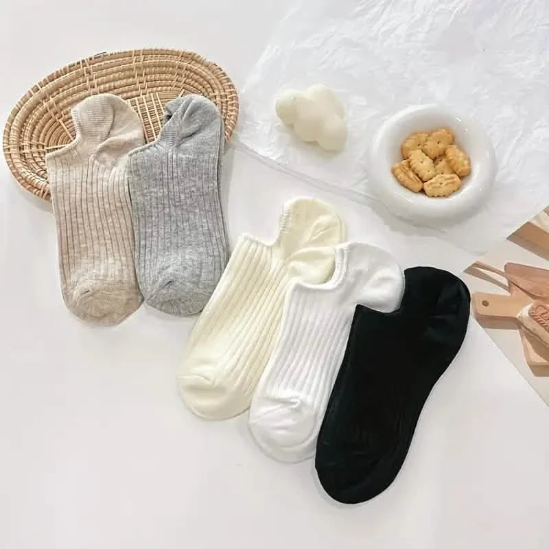5-Pairs: Women's No-Show Socks, Elegant Solid Colors DailySale