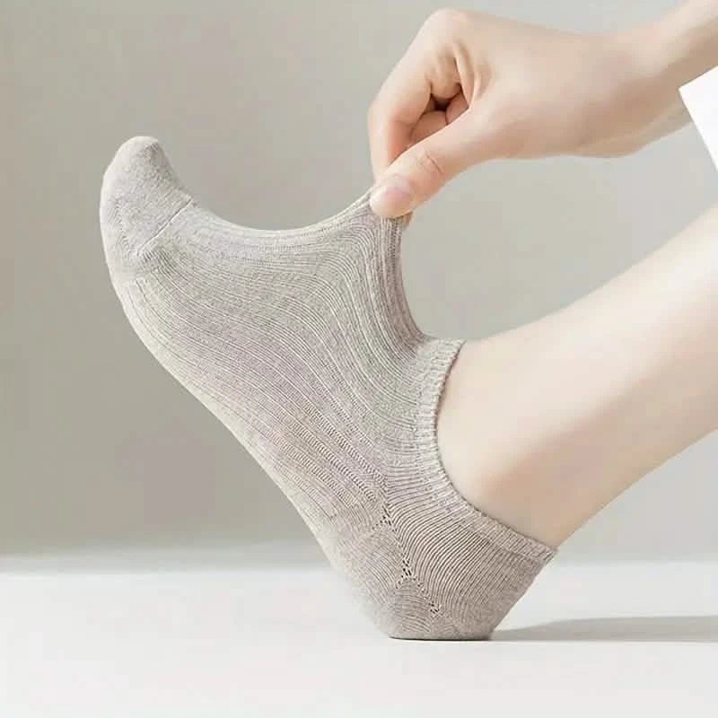 5-Pairs: Women's No-Show Socks, Elegant Solid Colors DailySale