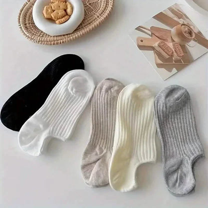 5-Pairs: Women's No-Show Socks, Elegant Solid Colors DailySale