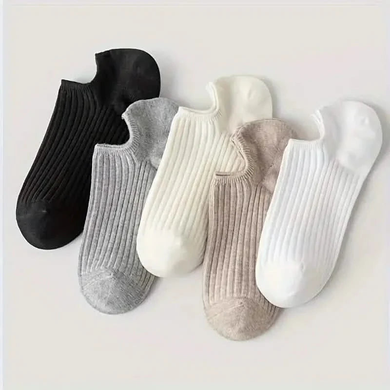 5-Pairs: Women's No-Show Socks, Elegant Solid Colors DailySale