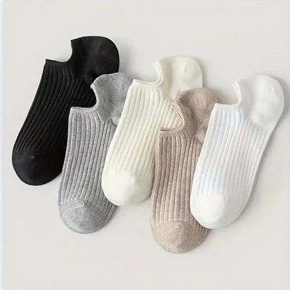 5-Pairs: Women's No-Show Socks, Elegant Solid Colors DailySale