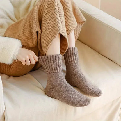 5-Pairs: Women's Stockings & Hosiery Simple Solid Thickened Socks DailySale
