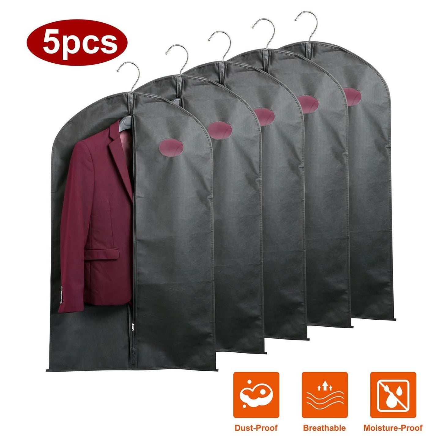 5-Piece: 39" Garment Bags Hanging Suit Bags Covers DailySale
