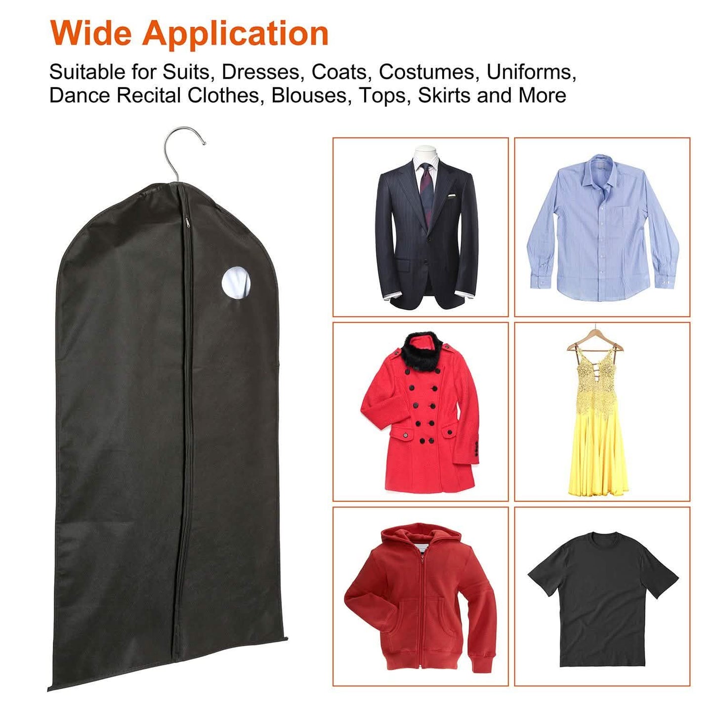 5-Piece: 39" Garment Bags Hanging Suit Bags Covers DailySale