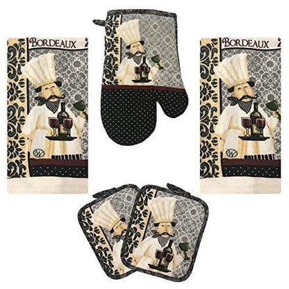 5-Piece: Assorted Kitchen Set: Towels, Potholder, Mitt DailySale