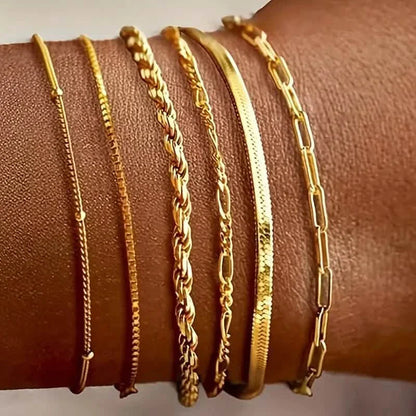 5-Piece: Elegant Multi-Layered Chain Bracelet Set DailySale