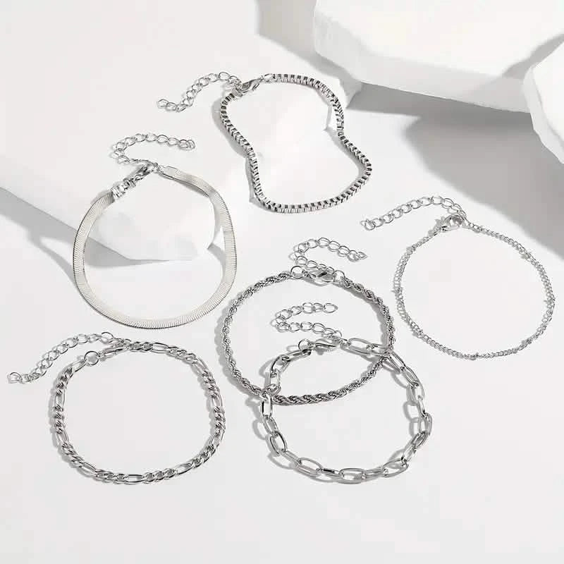 5-Piece: Elegant Multi-Layered Chain Bracelet Set DailySale