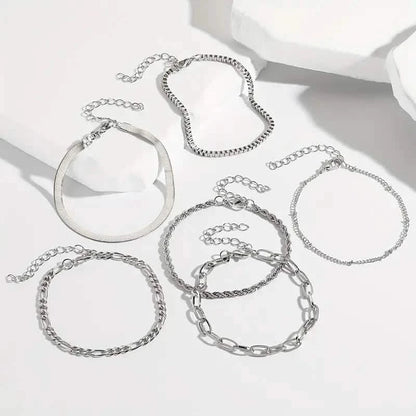 5-Piece: Elegant Multi-Layered Chain Bracelet Set DailySale