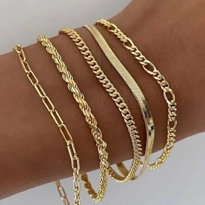 5-Piece: Elegant Multi-Layered Chain Bracelet Set DailySale