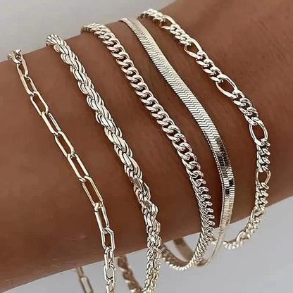 5-Piece: Elegant Multi-Layered Chain Bracelet Set DailySale