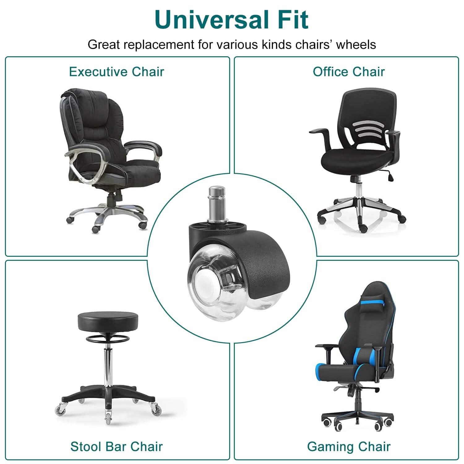 5-Piece: Office Chair Wheels Replacement DailySale