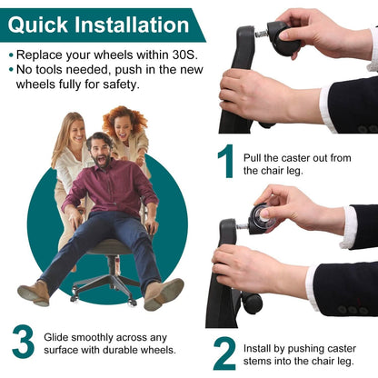 5-Piece: Office Chair Wheels Replacement DailySale