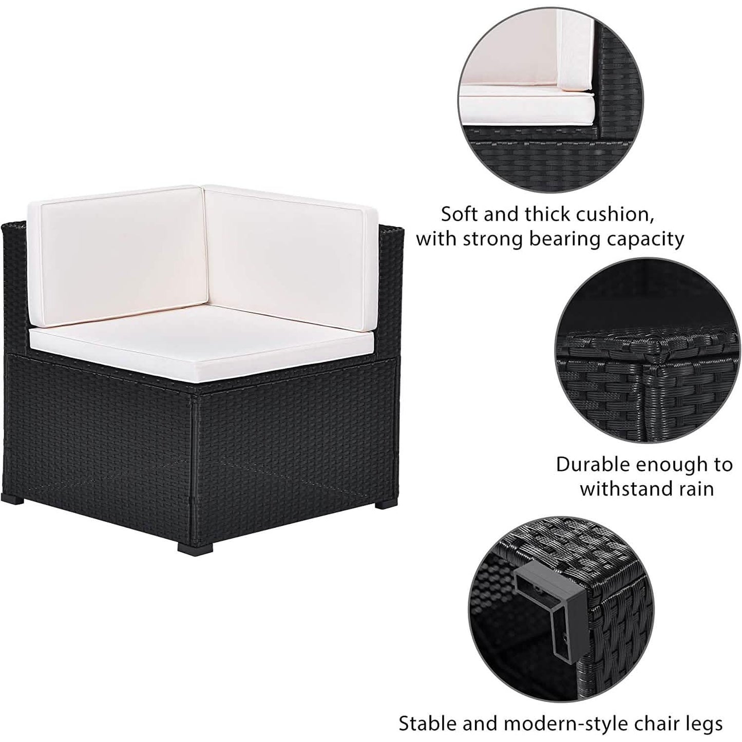 5-Piece: Patio Rattan PE Wicker Furniture Corner Sofa Set DailySale