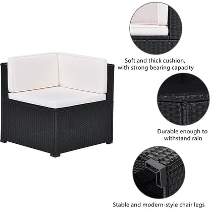 5-Piece: Patio Rattan PE Wicker Furniture Corner Sofa Set DailySale