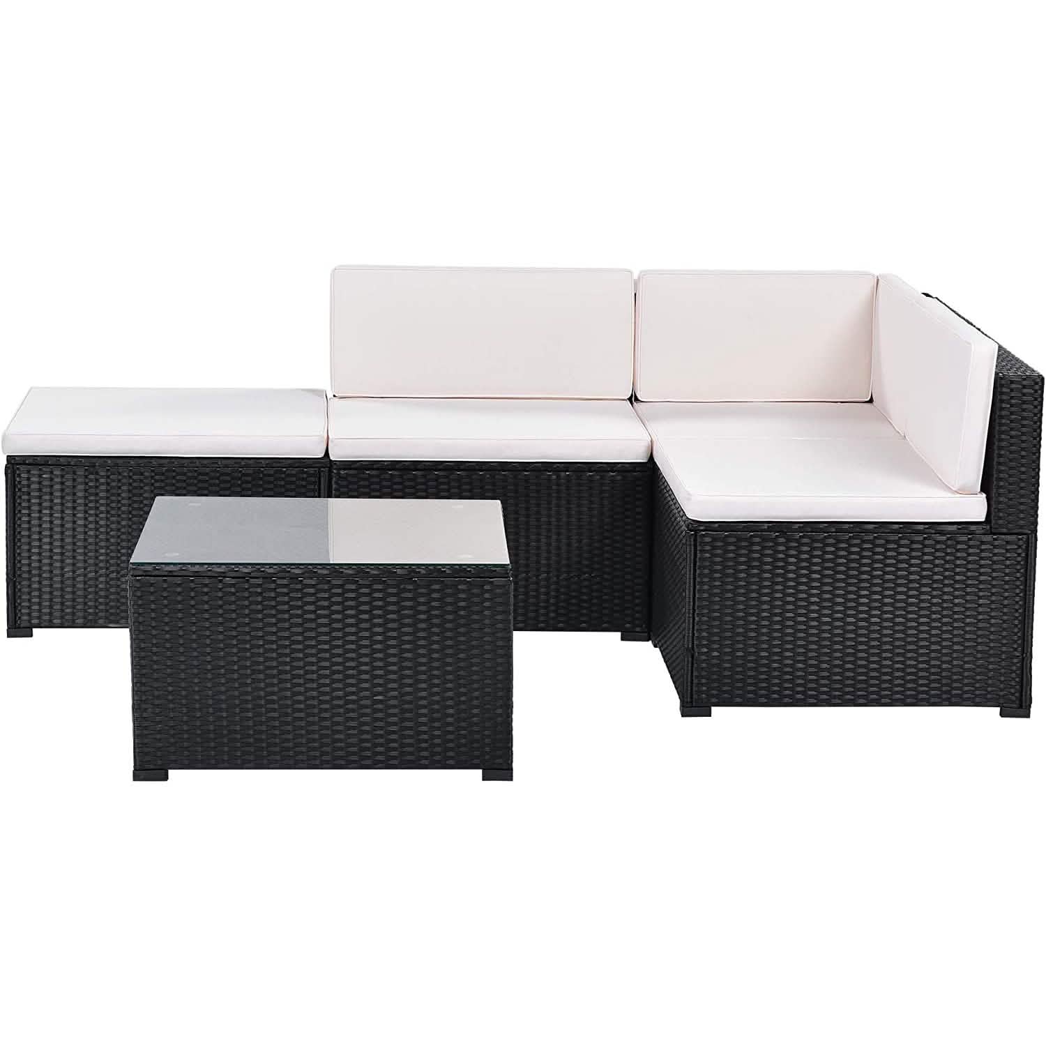 5-Piece: Patio Rattan PE Wicker Furniture Corner Sofa Set DailySale