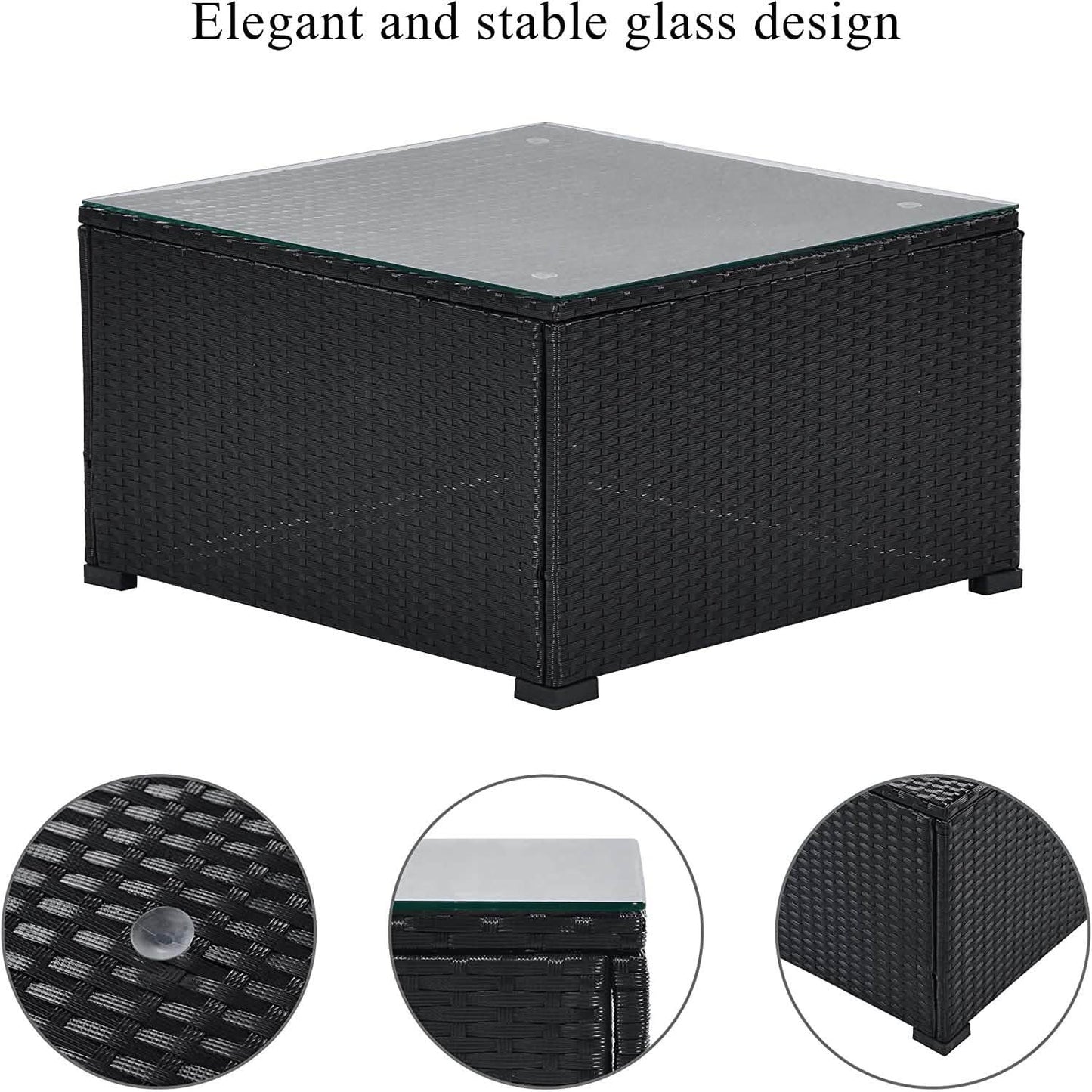 5-Piece: Patio Rattan PE Wicker Furniture Corner Sofa Set DailySale