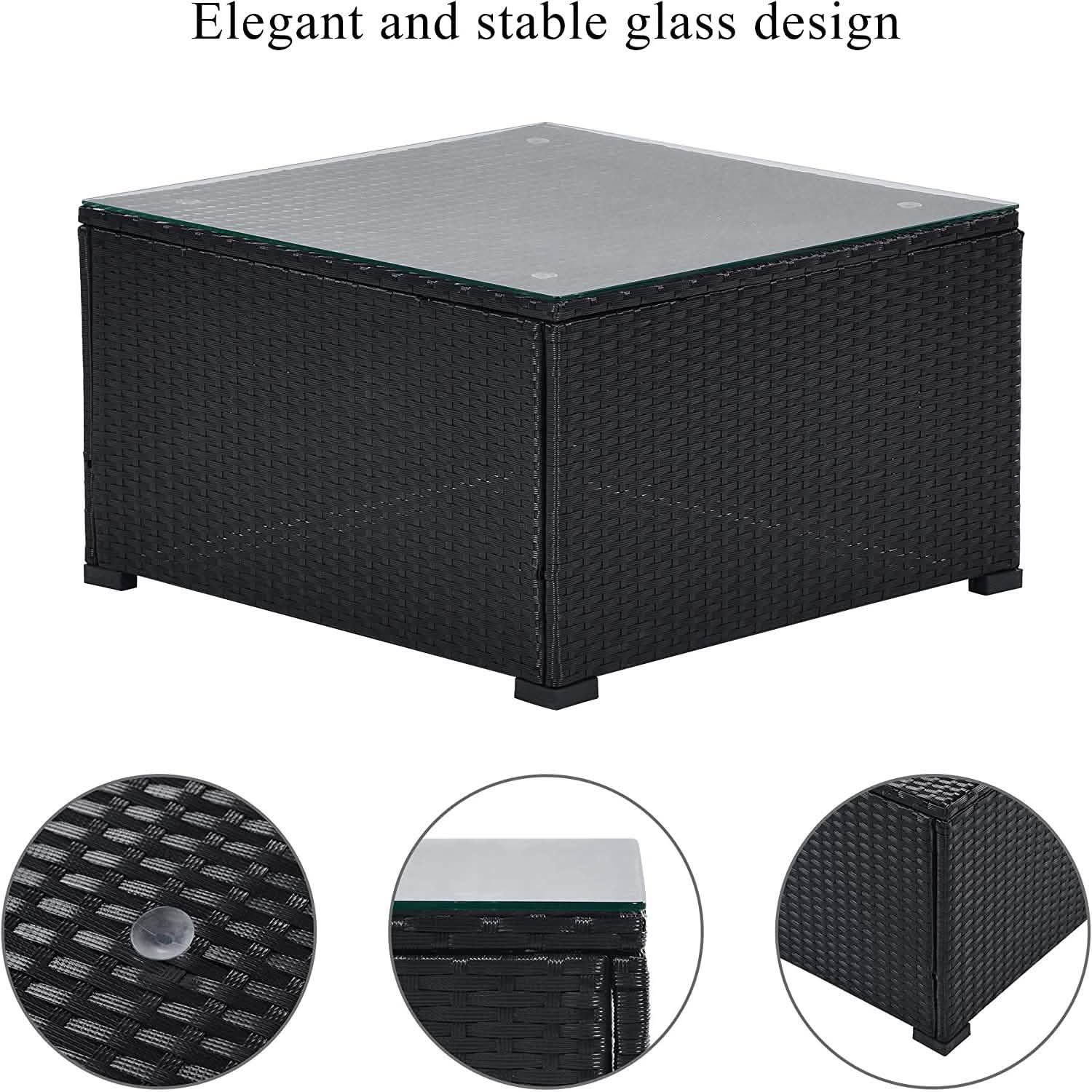 5-Piece: Patio Rattan PE Wicker Furniture Corner Sofa Set DailySale