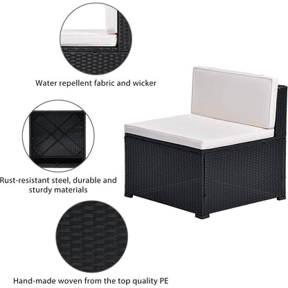 5-Piece: Patio Rattan PE Wicker Furniture Corner Sofa Set DailySale