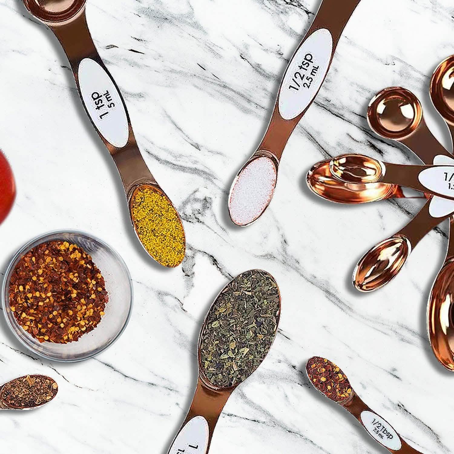 5-Piece Set: Copper Dual-Sided Stackable Magnetic Measuring Spoons DailySale