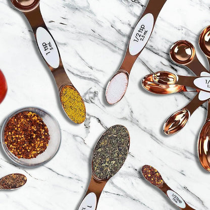5-Piece Set: Copper Dual-Sided Stackable Magnetic Measuring Spoons DailySale