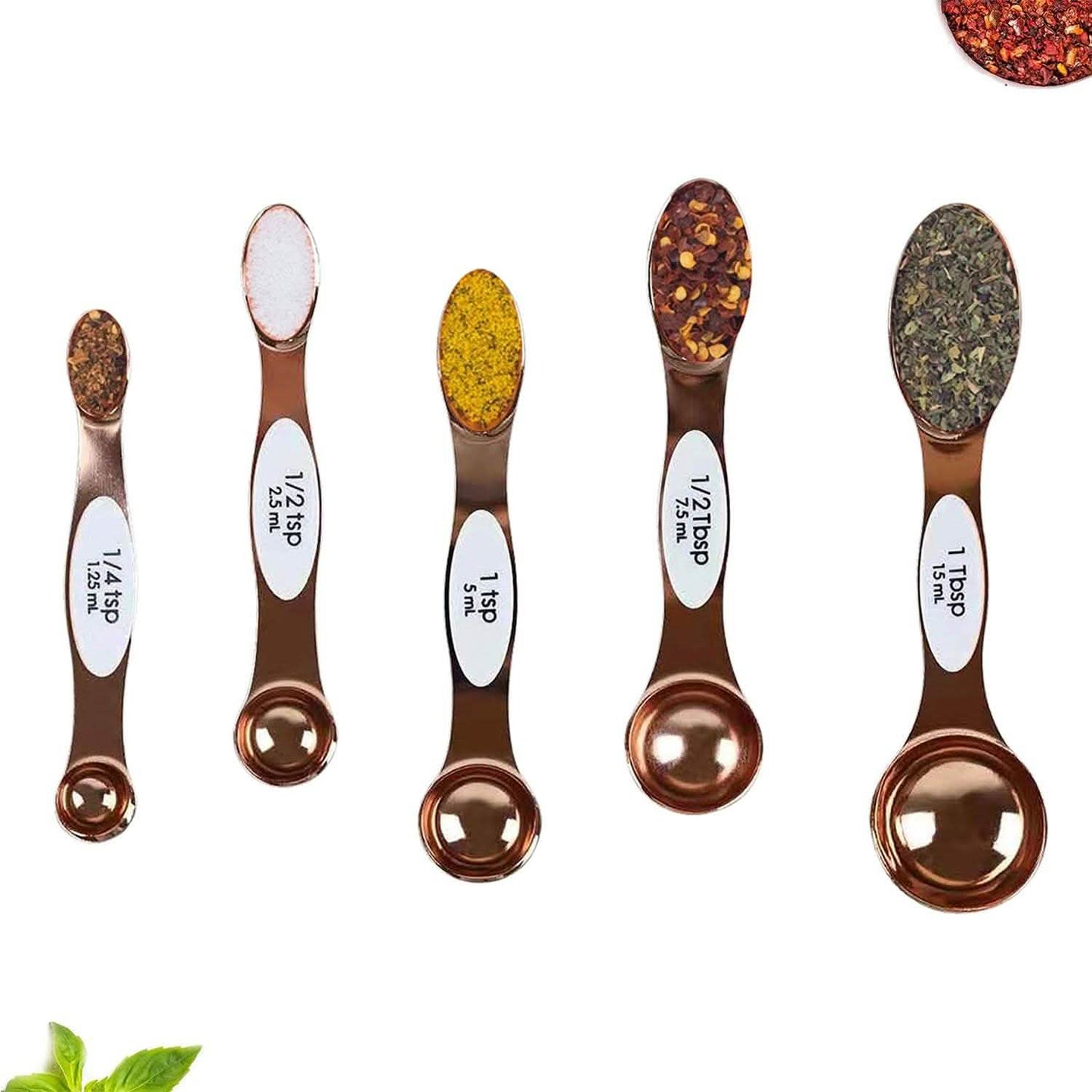 5-Piece Set: Copper Dual-Sided Stackable Magnetic Measuring Spoons DailySale