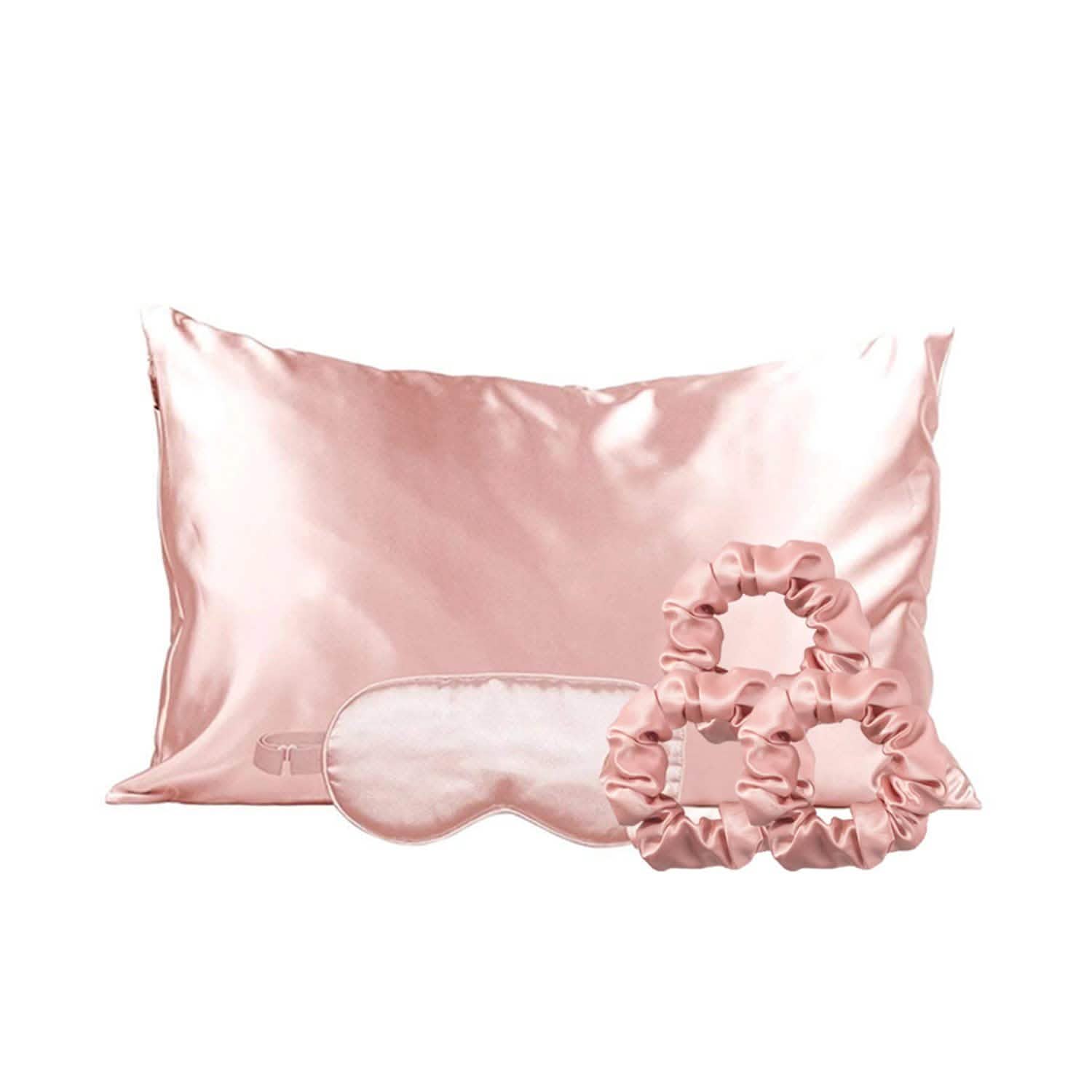 5-Piece: Silky Satin Cozy Comfortable Blush Sleep Set For Peaceful Sleep And Healthy Skin DailySale