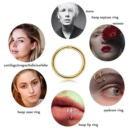 5-Piece: Stainless Steel Septum Piercing Nose Hoop Ring DailySale