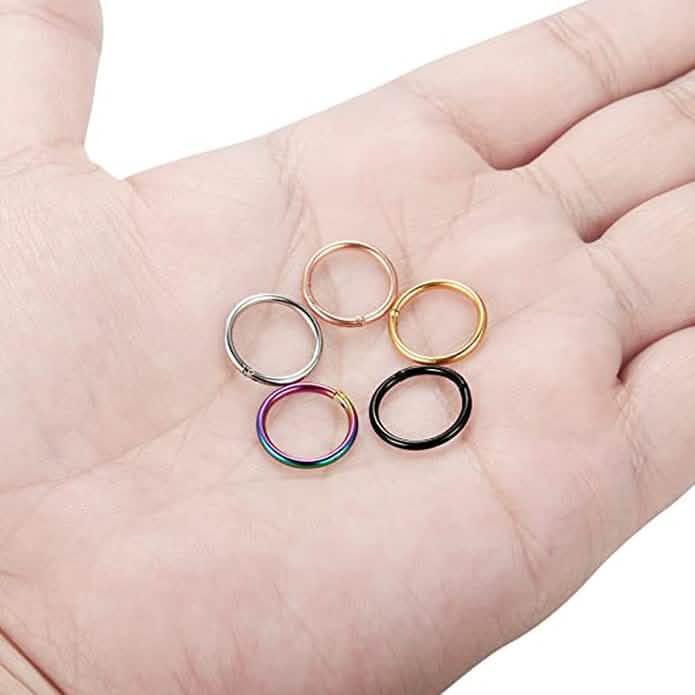 5-Piece: Stainless Steel Septum Piercing Nose Hoop Ring DailySale