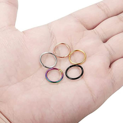 5-Piece: Stainless Steel Septum Piercing Nose Hoop Ring DailySale