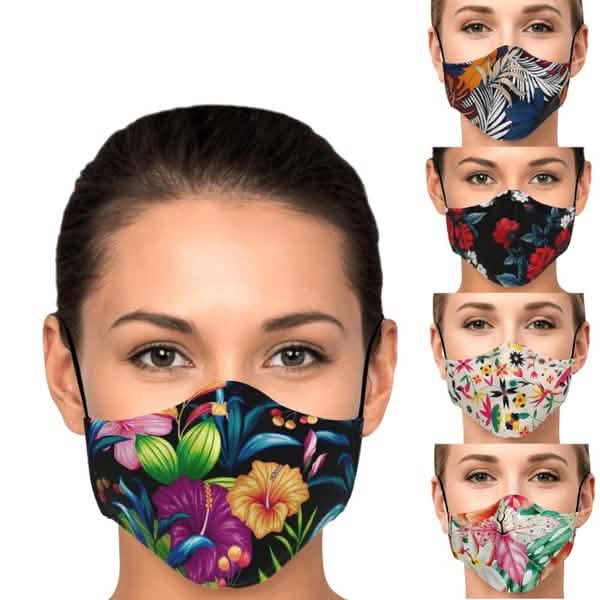 5-Pieces: Fashion Cotton Face Mask Floral Print Half Face Mouth Muffle Masks Health DailySale