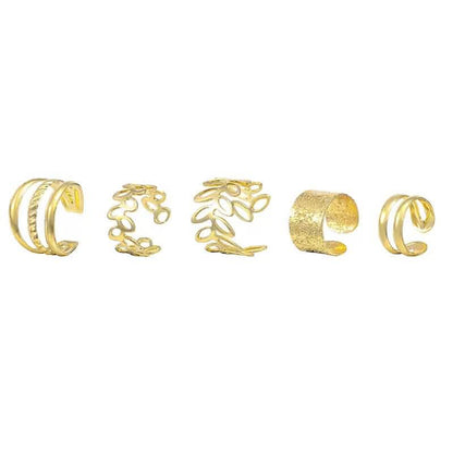 5-Pieces: Golden Leaf Cutout Ear Clips DailySale