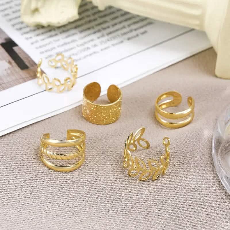 5-Pieces: Golden Leaf Cutout Ear Clips DailySale