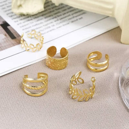 5-Pieces: Golden Leaf Cutout Ear Clips DailySale
