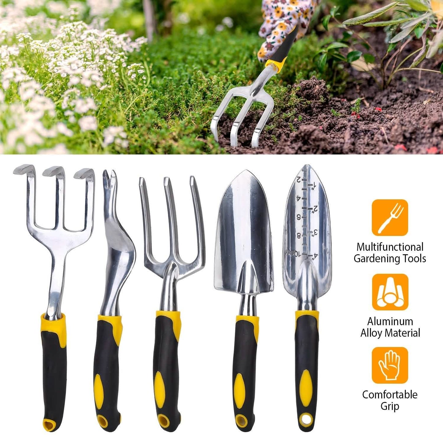 5-Pieces Set: Heavy Duty Garden Tool Set with Non-Slip Handle DailySale