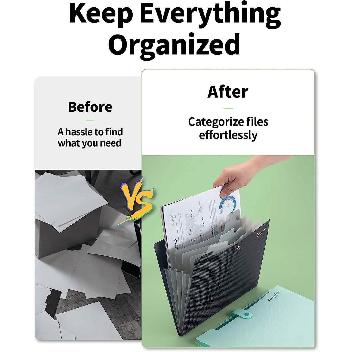5 Pocket Folder with Labels, Letter Size Expanding File Folder Organizer DailySale