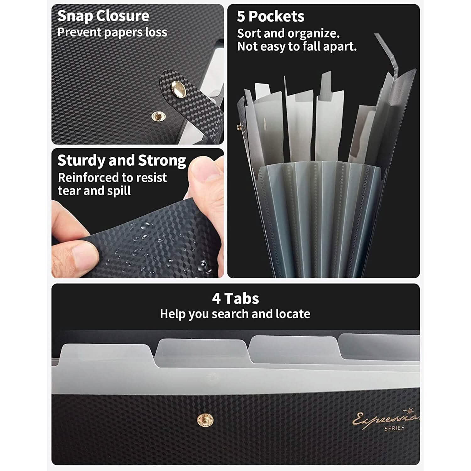 5 Pocket Folder with Labels, Letter Size Expanding File Folder Organizer DailySale