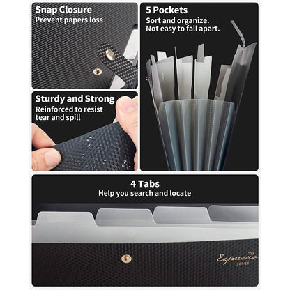 5 Pocket Folder with Labels, Letter Size Expanding File Folder Organizer DailySale