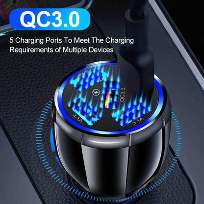 5 Port USB Fast Car Charger with LED Display DailySale