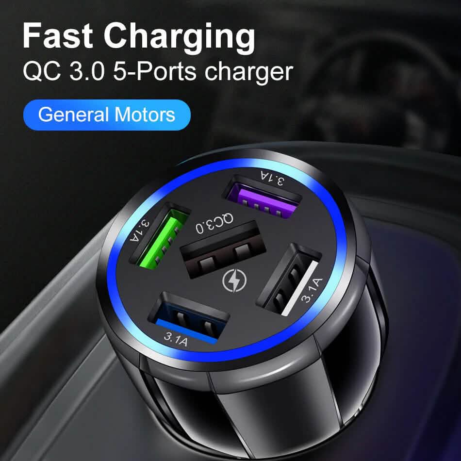 5 Port USB Fast Car Charger with LED Display DailySale
