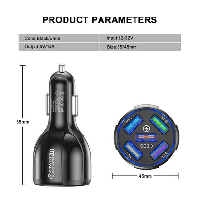 5 Port USB Fast Car Charger with LED Display DailySale