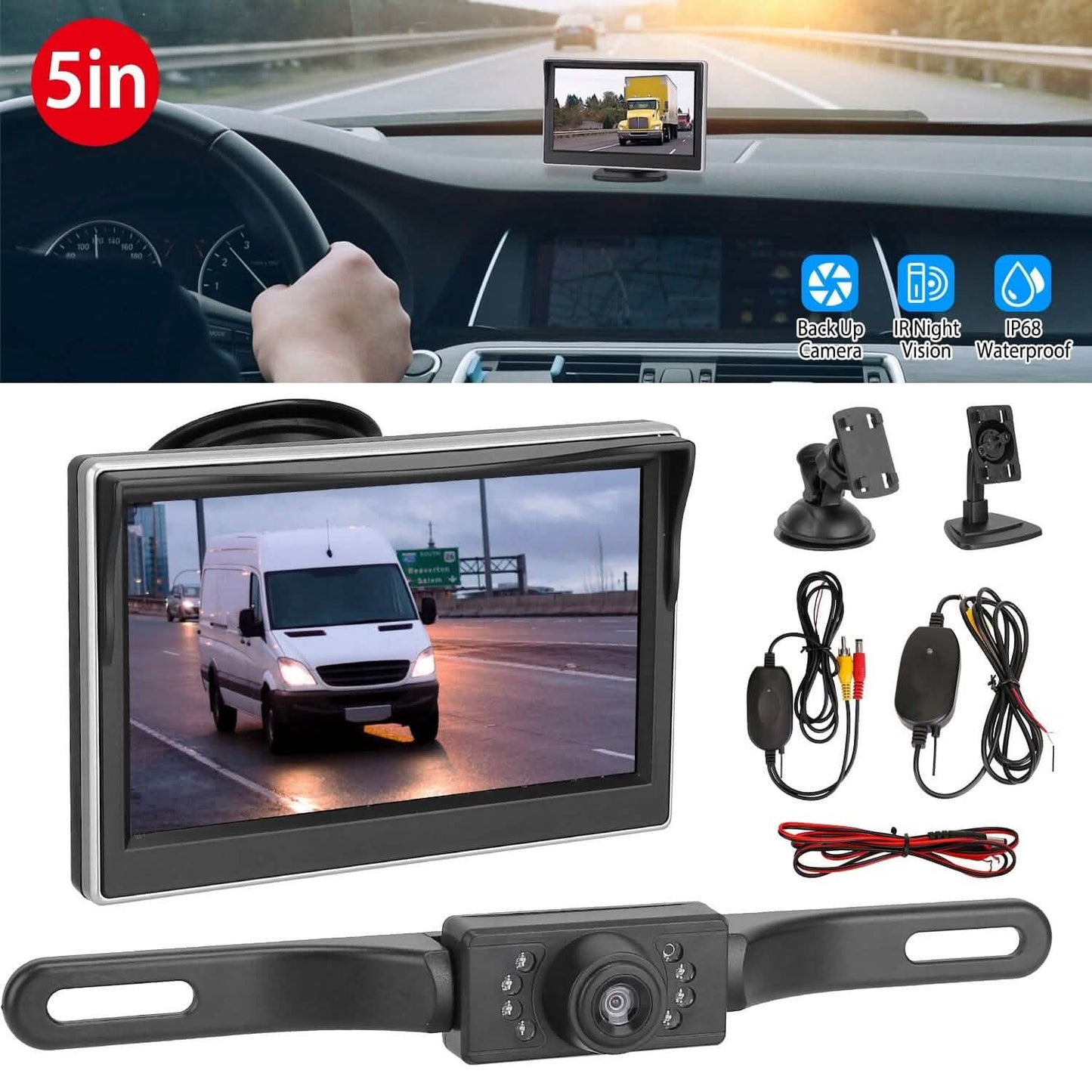 5" Screen Backup Camera Monitor Kit DailySale