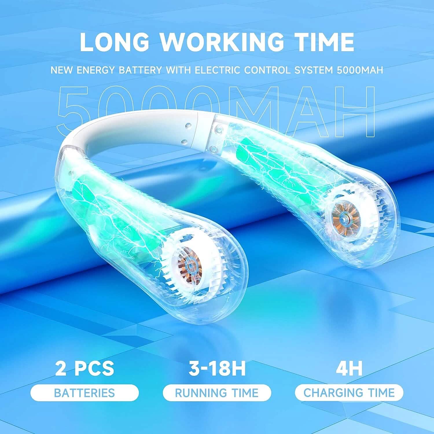 5 Speeds Adjustable USB Rechargeable Battery Powered Personal Neck Fan DailySale