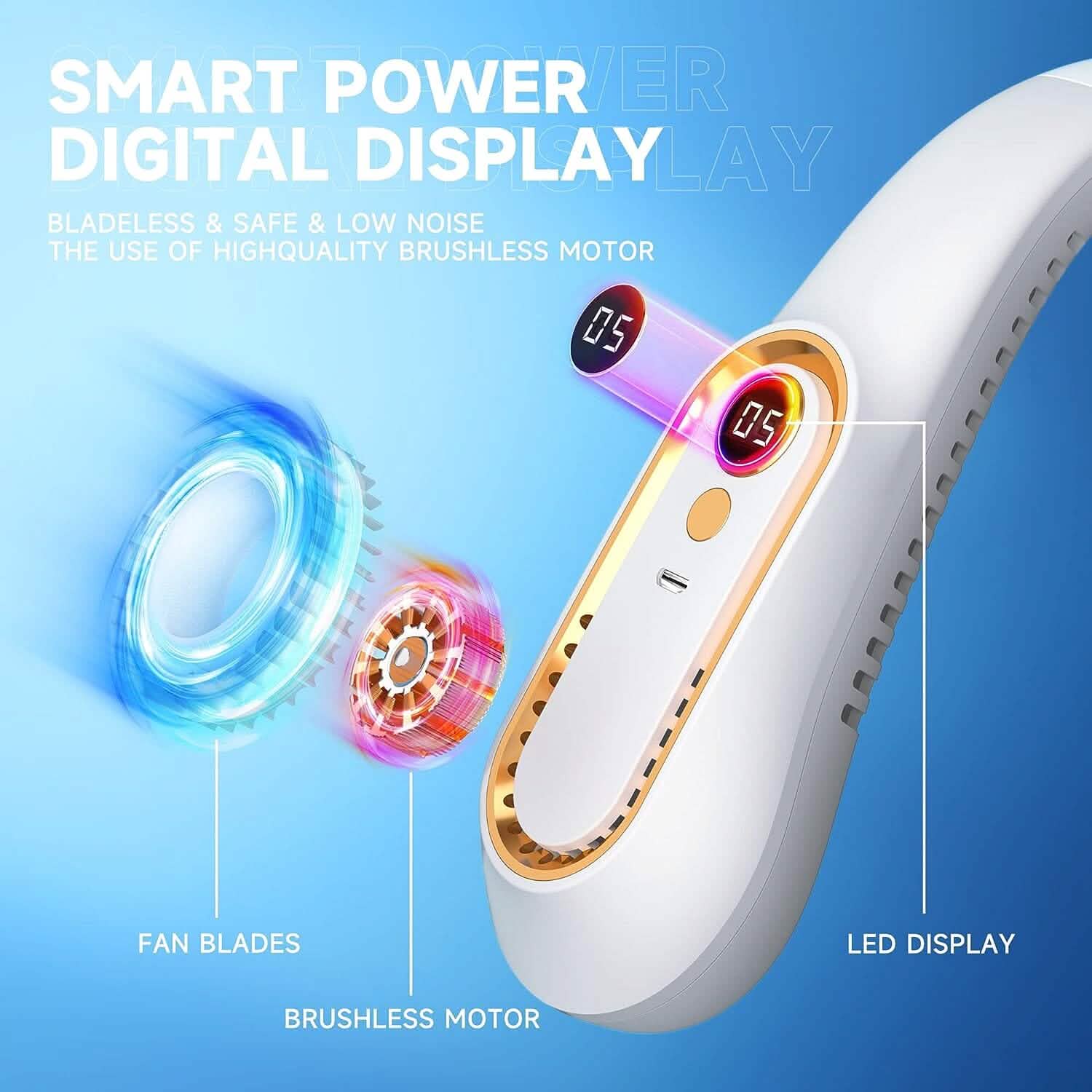 5 Speeds Adjustable USB Rechargeable Battery Powered Personal Neck Fan DailySale