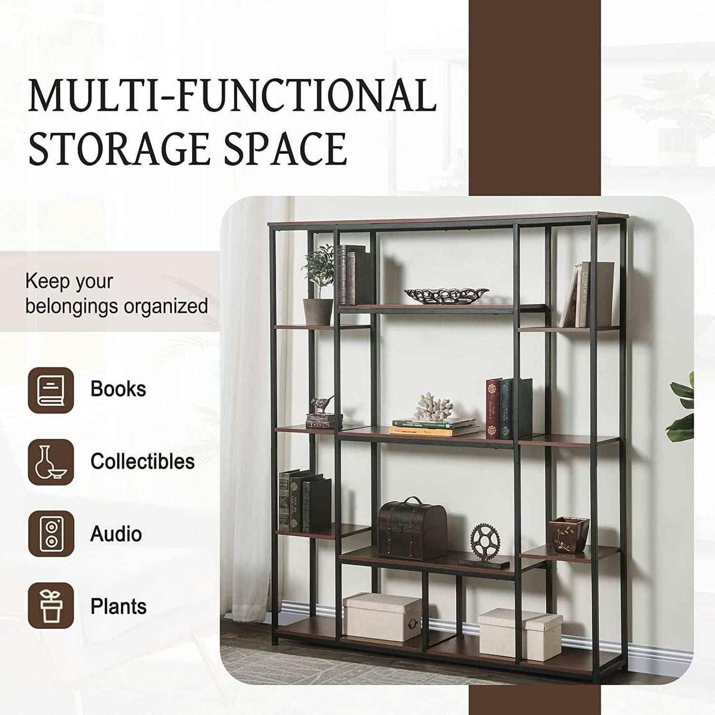 5-Tier Bookcase Bedroom Tall Bookshelf DailySale